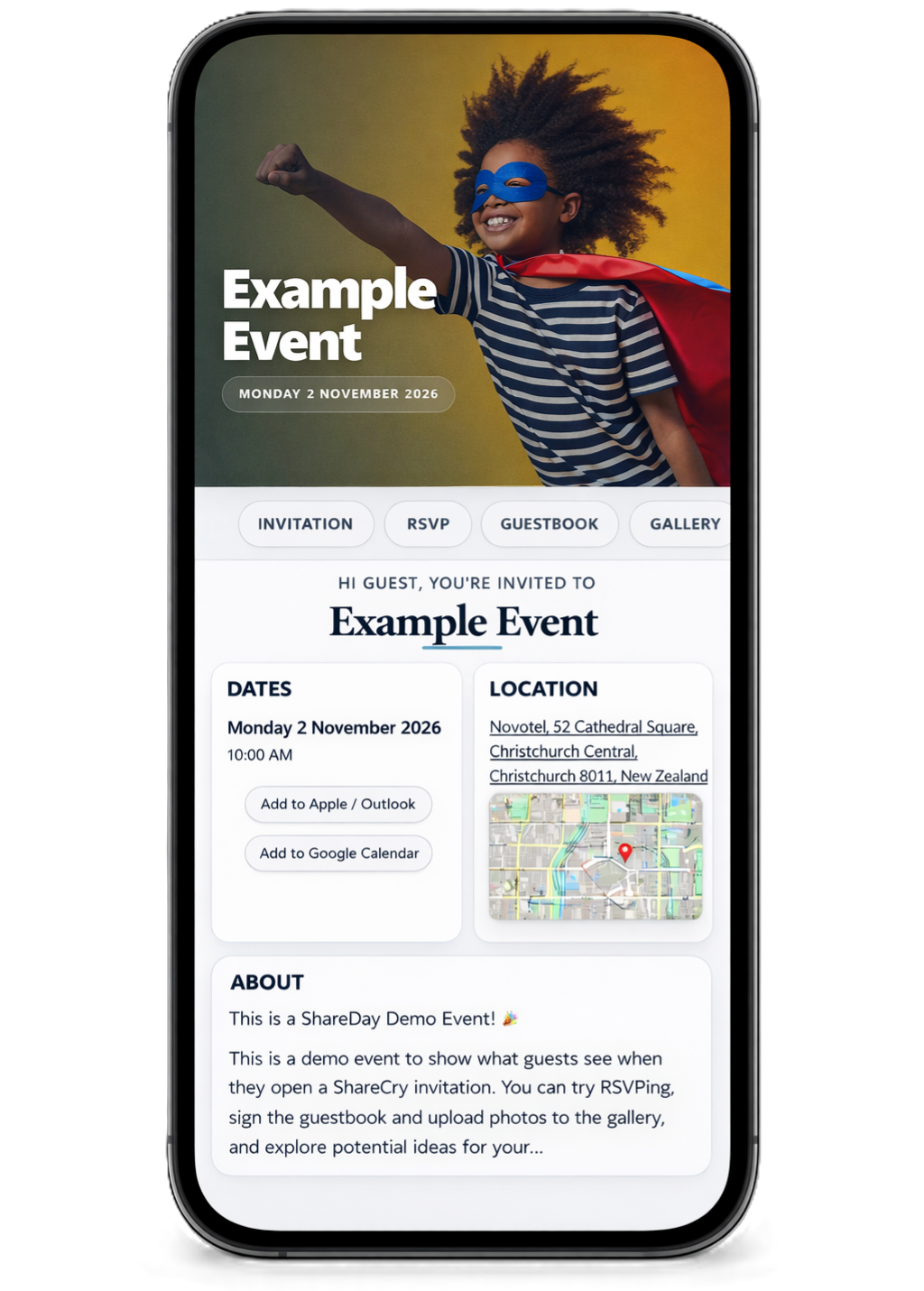 ShareDay event page screenshot