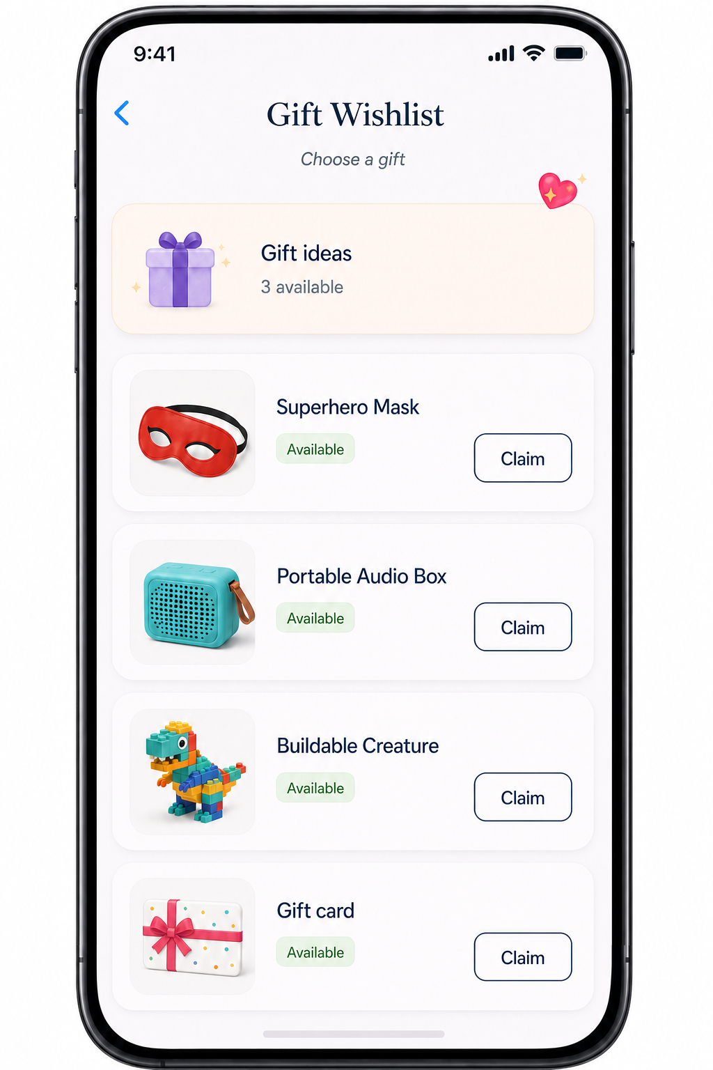 ShareDay gift wishlist screenshot